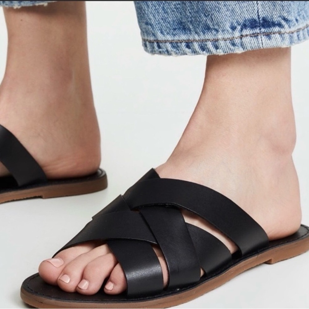 Madewell the Broadwalk Woven Slide black size 6